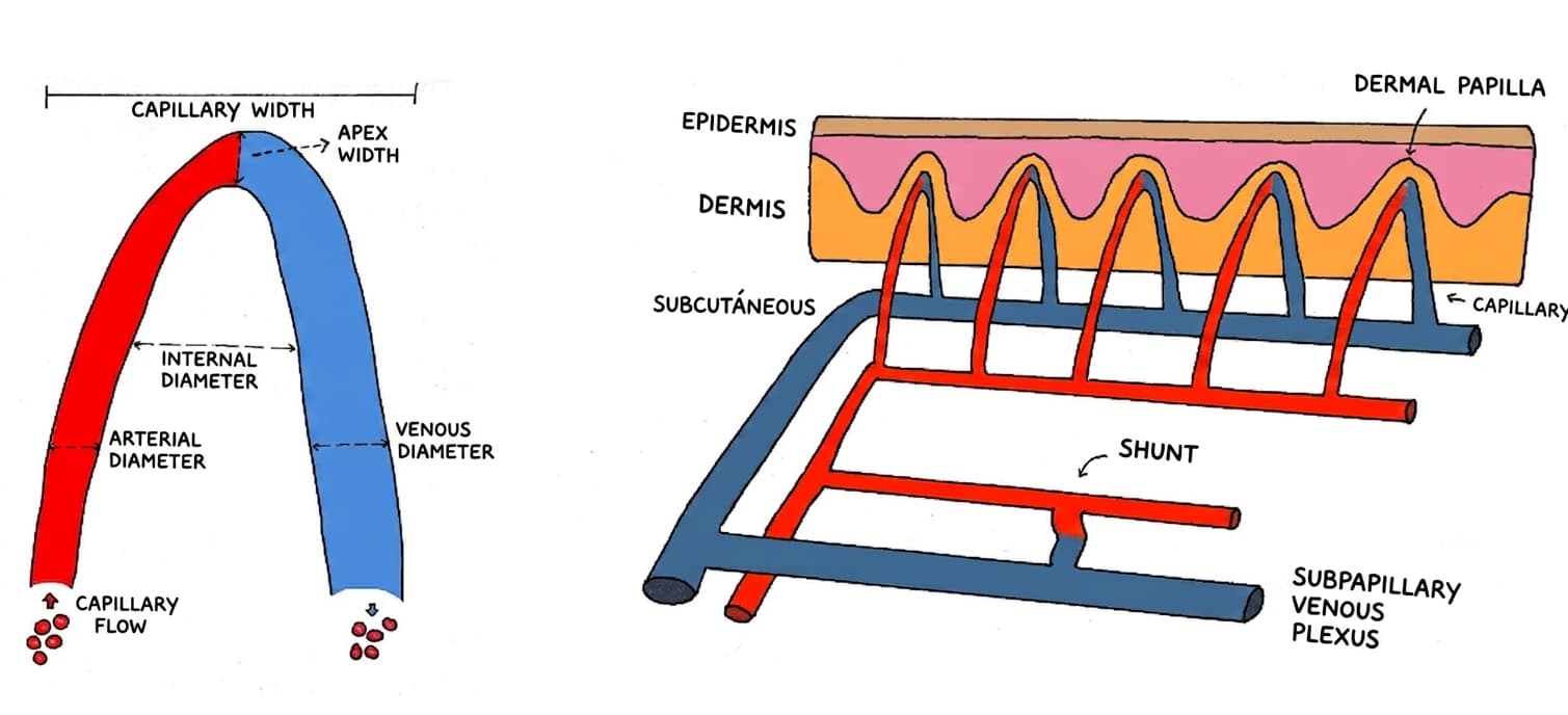 Diagram of nailfold microcirculation.